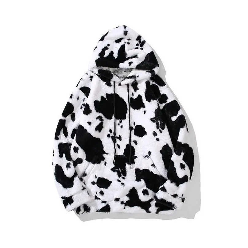 Men`S Jackets Tedsn Cow Zip Up Coat Jacket Men Women Kawaii Hoodie Winter Oversize Streetwear Casual Top Wool Cosplay Fashion Clothes Dhjmq