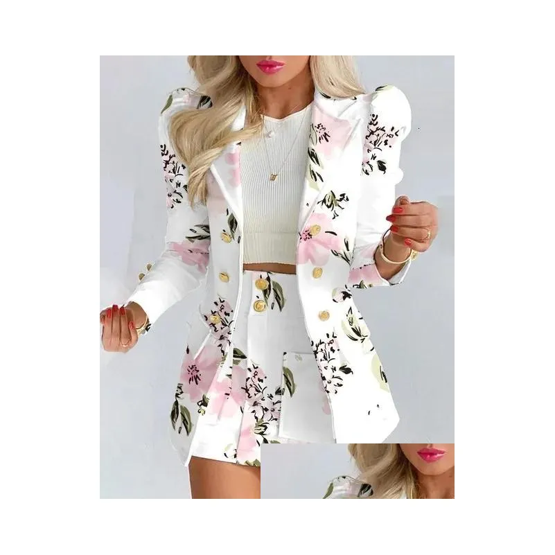Two Piece Dress Spring Autumn Fashion Leisure Suit Set For Women Blazer And Skirt Ladies 2 Blazers Elegant Womens S 221122 Drop Deliv Dhq1R