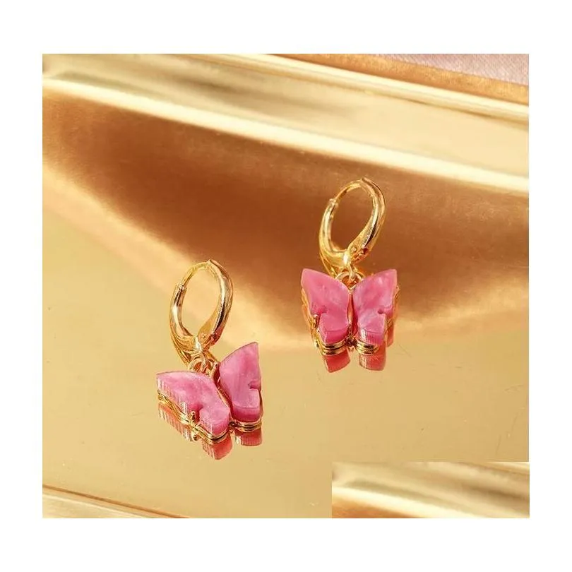 Dangle & Chandelier New Fashion Earrings Color Acrylic Butterfly Small  Sweet Colorf Earring Fast Ship Drop Delivery Jewelry Dhlf7