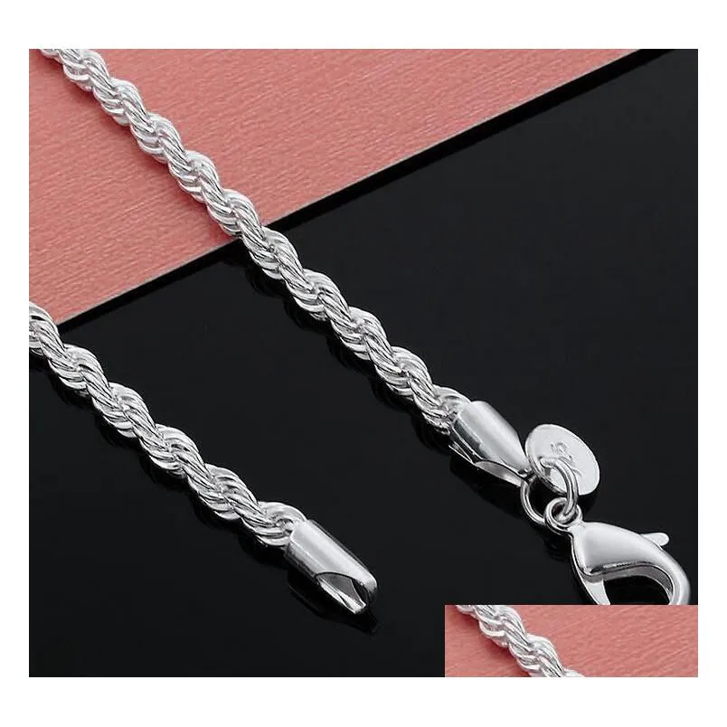 Chains 925 Sterling Sier Necklace M 16-30 Inch Pretty Cute Fashion Charm Rope Chain Necklaces Jewelry Diy Accessories Drop Delivery Pe Dhwgn