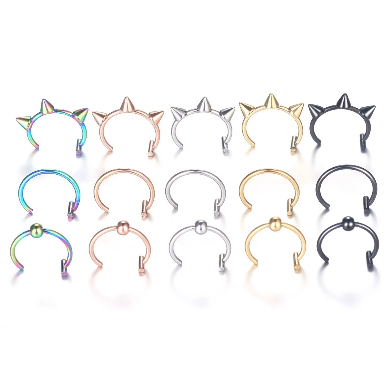 Nose Rings Studs Fashion Stainless Steel Horseshoe Fake Ring C Clip Lip Piercing Stud Hoop For Women Men Barbell Drop Delivery Je J Otyjs