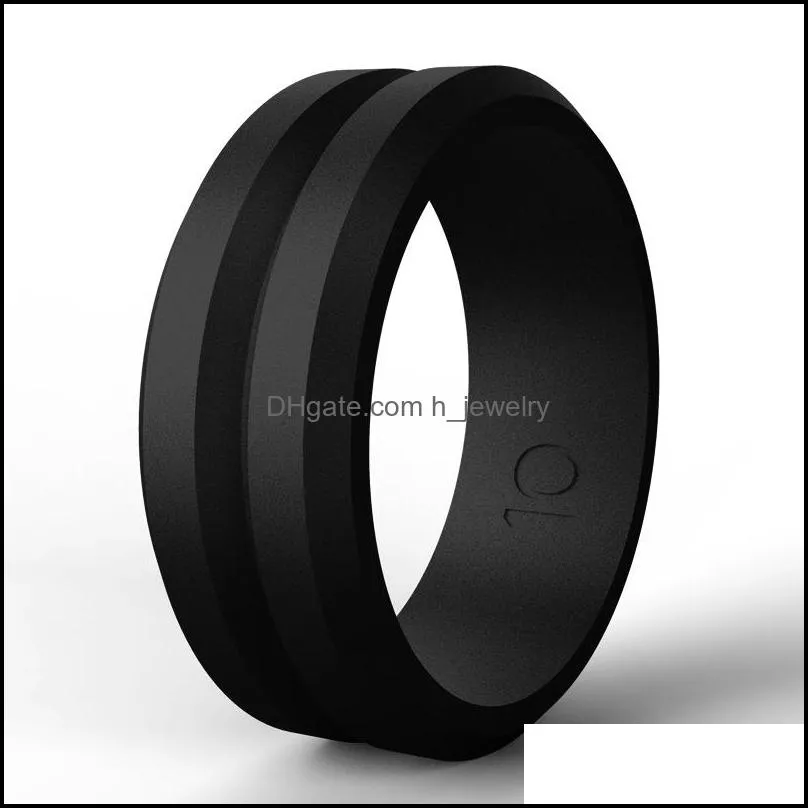 Band Rings Sile Wedding For Men Middle Engraved Line Rubber Engagement Bands Finger Active Sport Gym Drop Delivery Jewelry Dhgarden Dhmsn