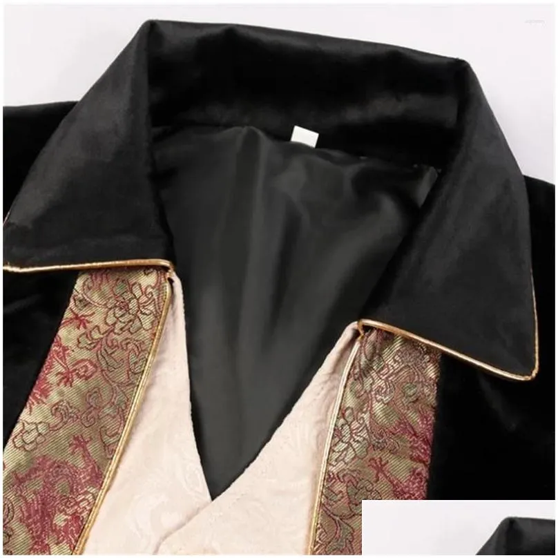 Men`s Trench Coats Adult Men Victorian Medieval Coat Punk Tuxedo Halloween Cosplay Costume Tailcoat Gothic Steampunk Frock Outfit