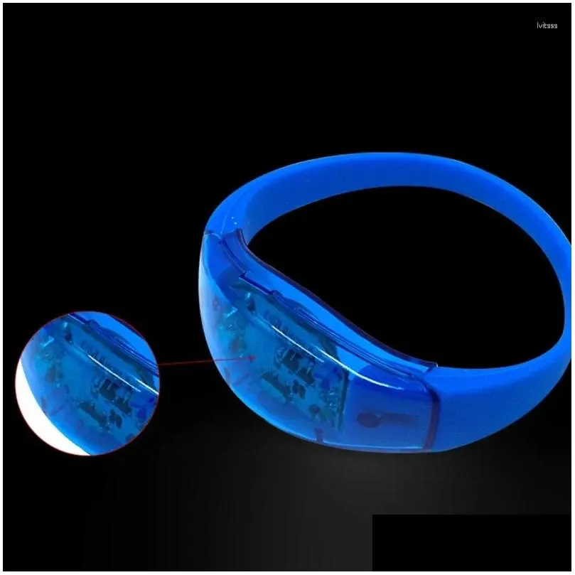 Party Decoration 10Pcs Sound Control Concert Voice Led Light Bracelets Bangle Flashing Dropship Drop Delivery Dh3Zz