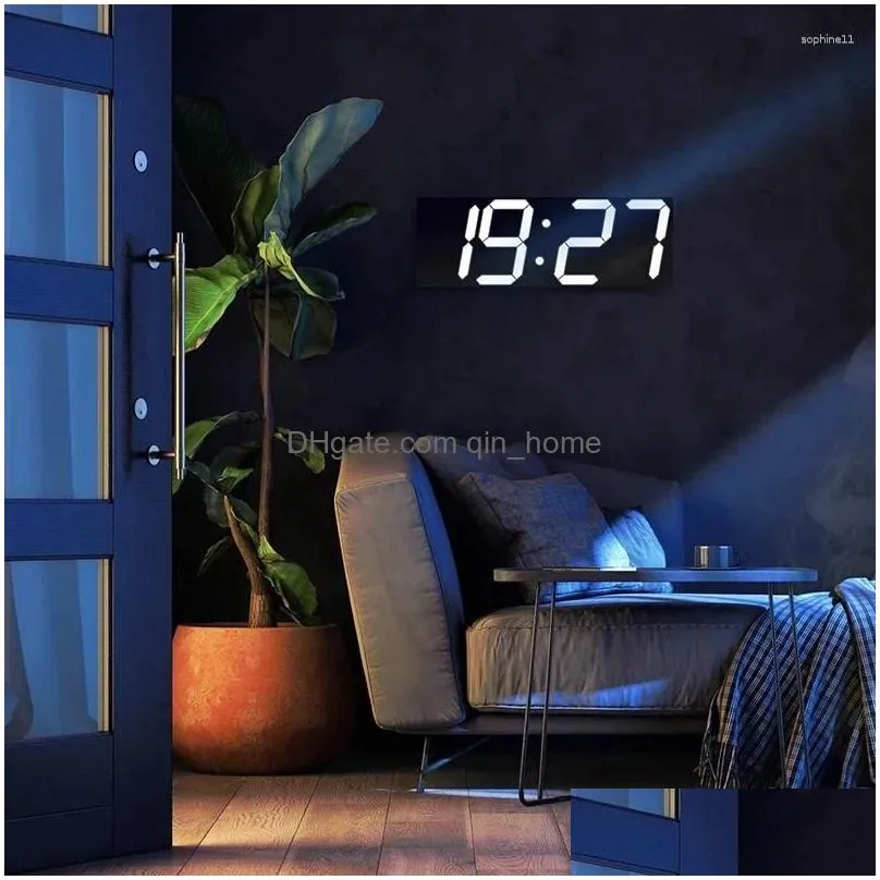 wall clocks 3d led digital clock hanging decoration home decor interior room night light mode for bedroom large