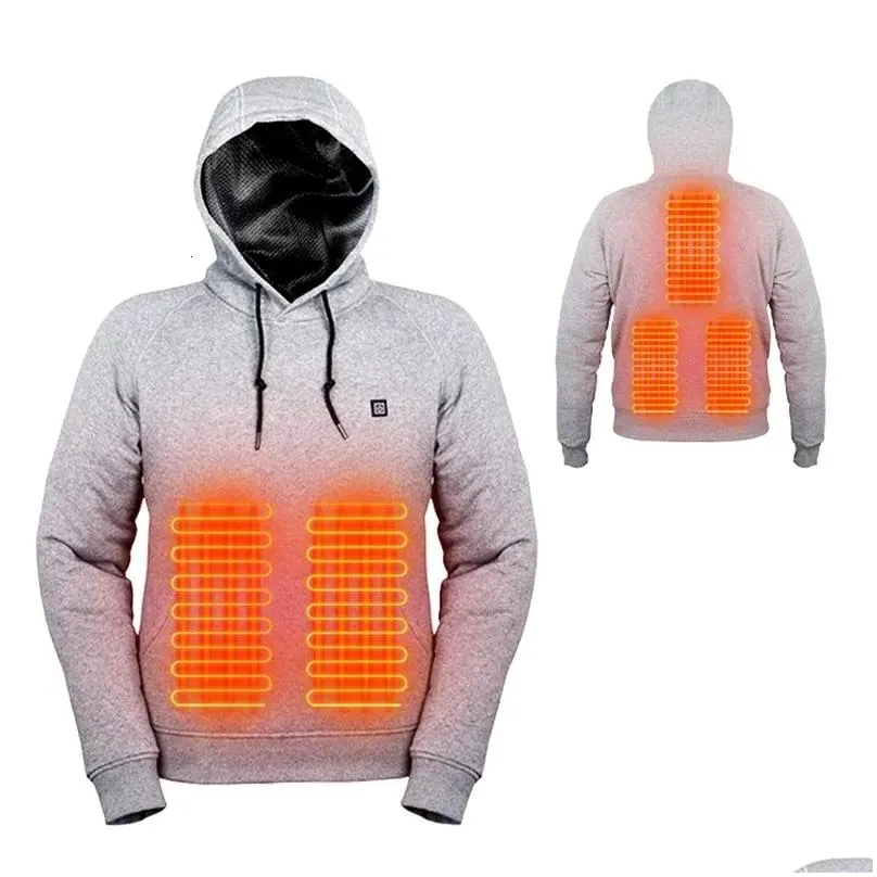 Men`S Hoodies & Sweatshirts Mens Outdoor Electric Usb Heating Sweaters Men Winter Warm Heated Clothes Charging Heat Jacket Sportswear Dhn2S