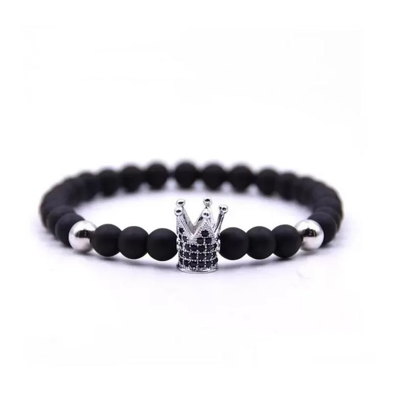 Beaded Volcanic Stone Strands Bracelets Lovers Handmade Matte Crown Yoga Buddha Beads Natural Stones Bracelet For Men Women Jewelry D Dht5Q