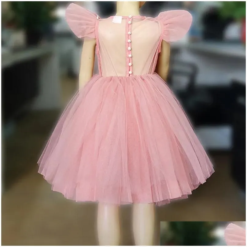 Teenage Girls Dress Children`s Clothing Party Elegant Princess Long Tulle Baby Girls Kids Lace Wedding Ceremony Dresses 220324