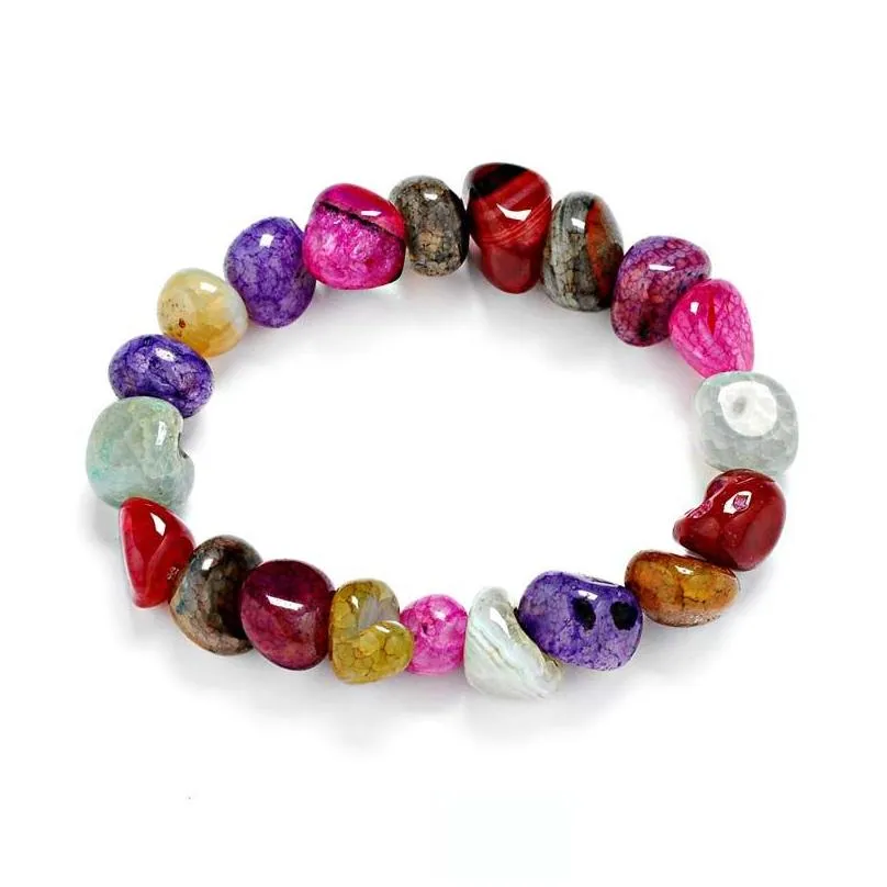 Hot Sale Lovely Amethyst Jasper Agate Bracelets Random Irregular 7 Chakra Healing Crystals Natural Stone Chips Single Strand Women