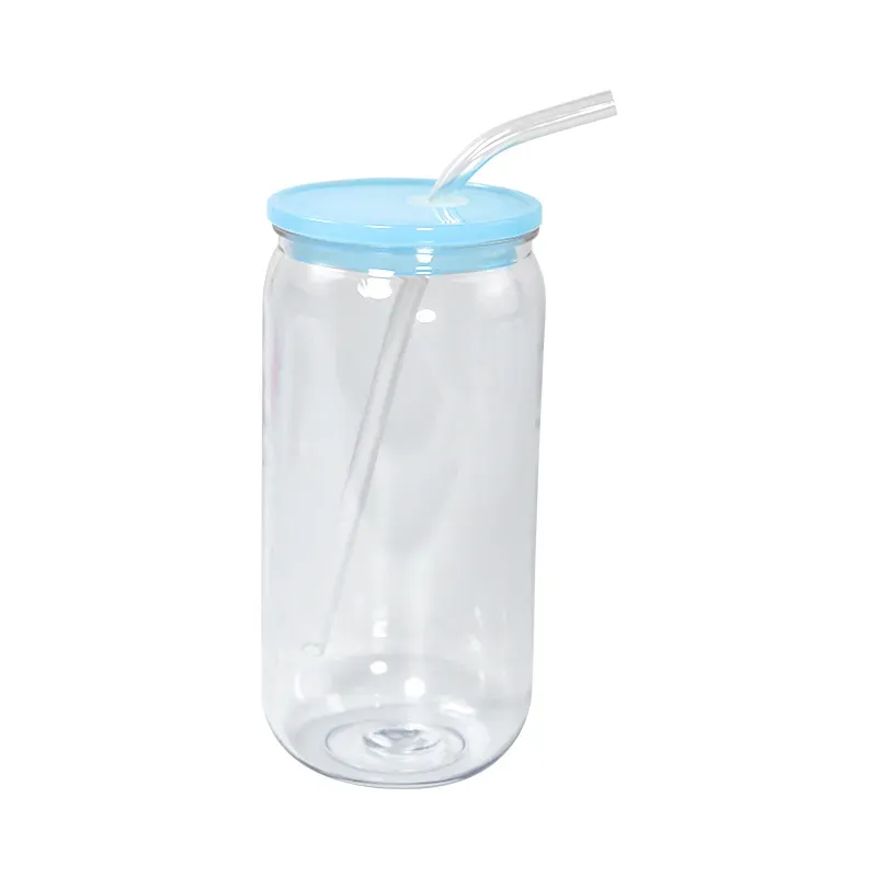 16oz Plastic Mason Jar PP acrylic single-layer cup with Straw 500ml Clear Mason Can PP Drinking Cup