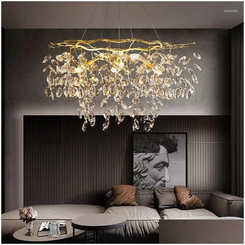 Chandeliers Glass Crystal Led Pendant Lamp For Living Room Bedroom Dining Hall Gold Modern Luxury Style Design Ceiling Chandelier Dro Dhi9E