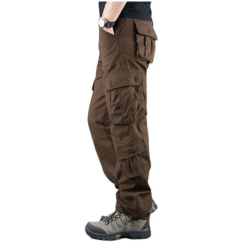 Men`S Pants Mens Spring Cargo Khaki Military Men Trousers Casual Cotton Tactical Big Size Army Pantalon Militaire Drop Delivery Appar Dh1Zh