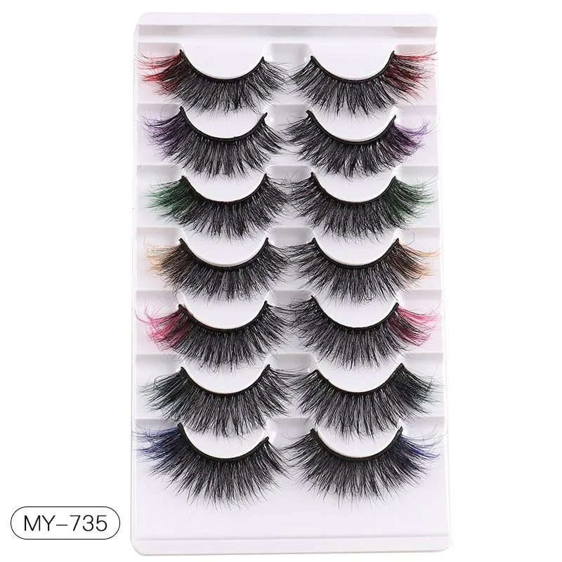 Handmade Reusable Colorful False Eyelashes Naturally Soft & Vivid Multilayer Thick 3D Fake Lashes Full Strip Lash Extensions Makeup Accessory for Eyes