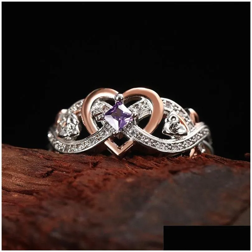 Creative Women`s Heart Rings with Romantic Rose Flower Design Wedding Engagement Love Ring Aesthetic Jewelry