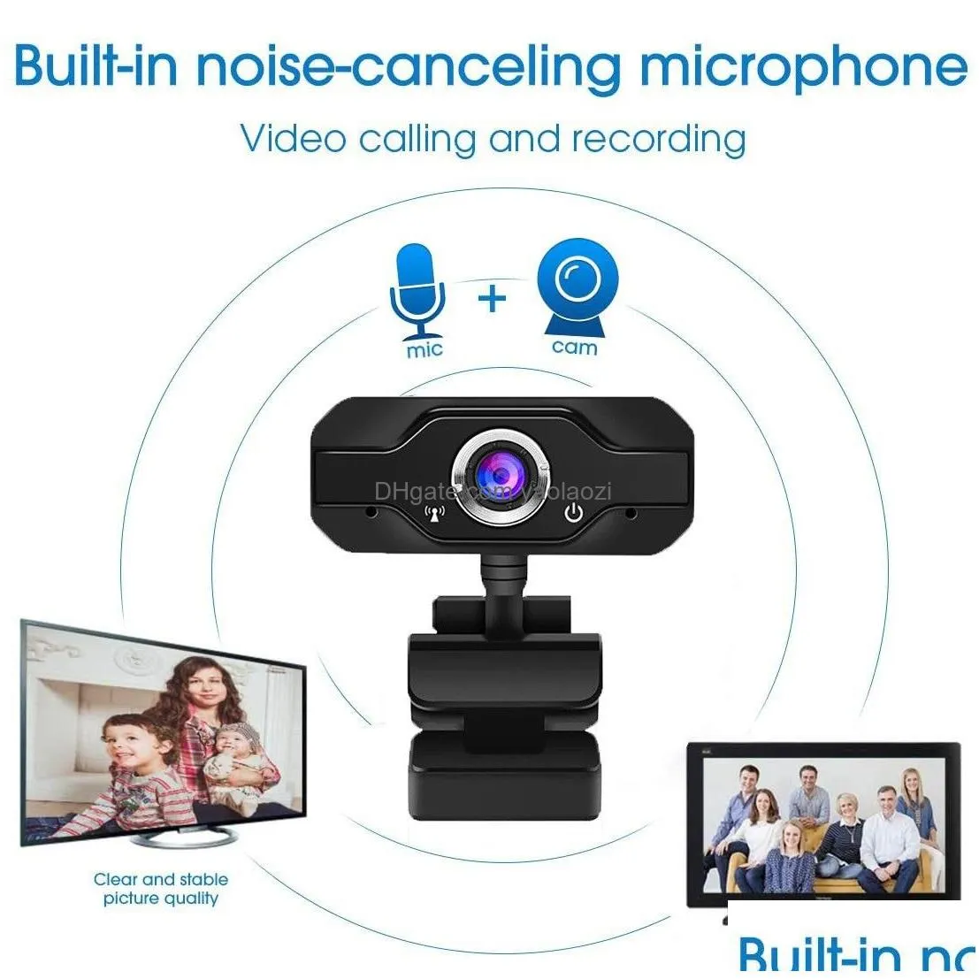hd 1080p webcam with microphone usb driver- computer camera for live broadcast video calling conference work for pc laptop