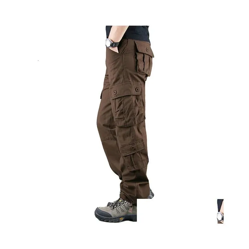 Men`S Pants Mens Spring Cargo Khaki Military Men Trousers Casual Cotton Tactical Big Size Army Pantalon Militaire Drop Delivery Appar Dh1Zh