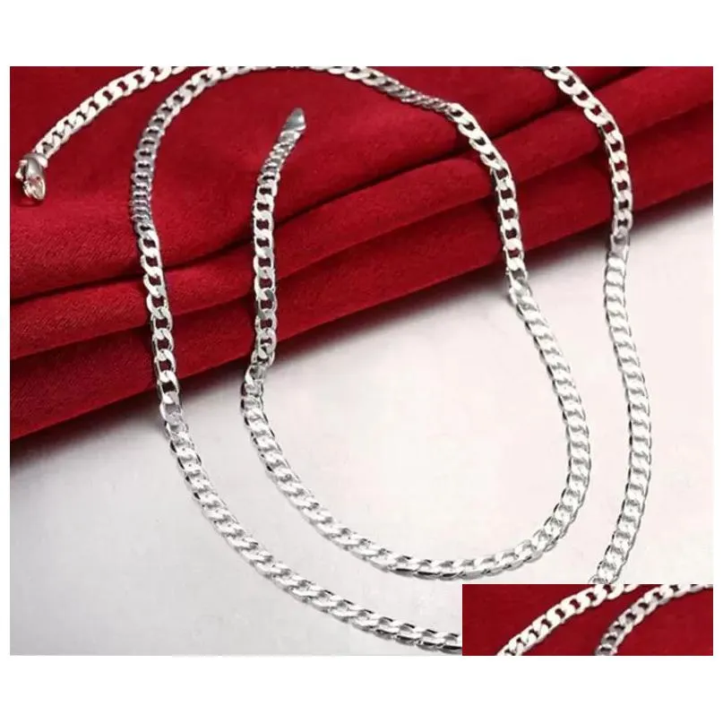 Chains Mens Jewelry 925 Sterling Sier Plated 4Mm 16-24Inches Chain Necklace Hiphop Drop Delivery Necklaces Pendants Dhzys