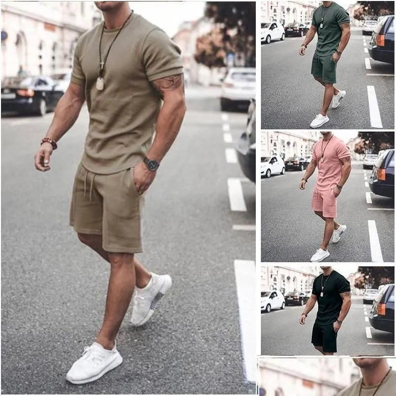 Mens Tracksuits Basic T Shirt Shorts Sets Casual Plain Sports Suits Chic Kpop Gym Stretch 5Xl Tracksuit Luxury Clothes For Men Young L