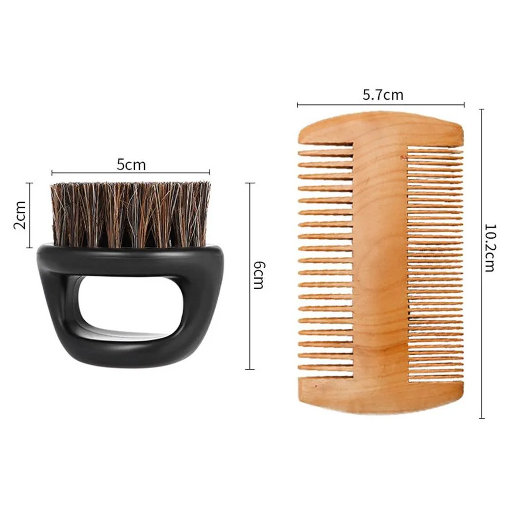 Mens Best Grooming Kit Double Sided Louse Wooden Beard Comb And Boar Bristle Care Brush Barber Kit