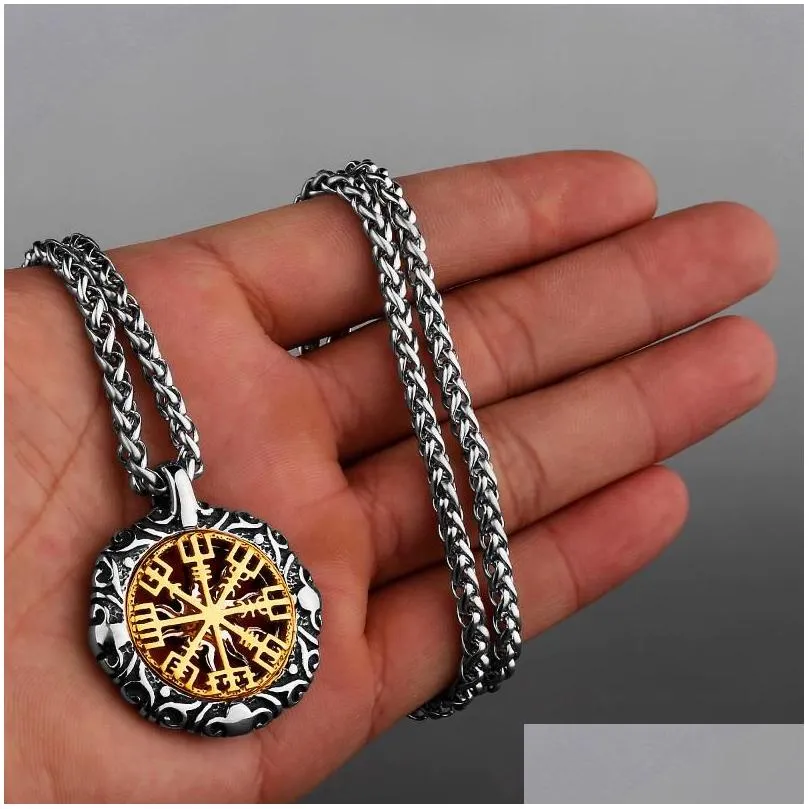 Pendant Necklaces Original Stainless Steel Fashion Personality  Rune Amulet Hollow Men`s Girlfriend Sweater Chain Jewelry