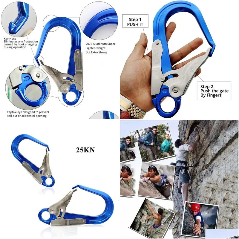 Carabiners Lighten Up Aerial Work Safety Hook Big Opening Alloy Carabiner Steel Pipe Industry Protection Lock Fall-proof Insurance Buckle