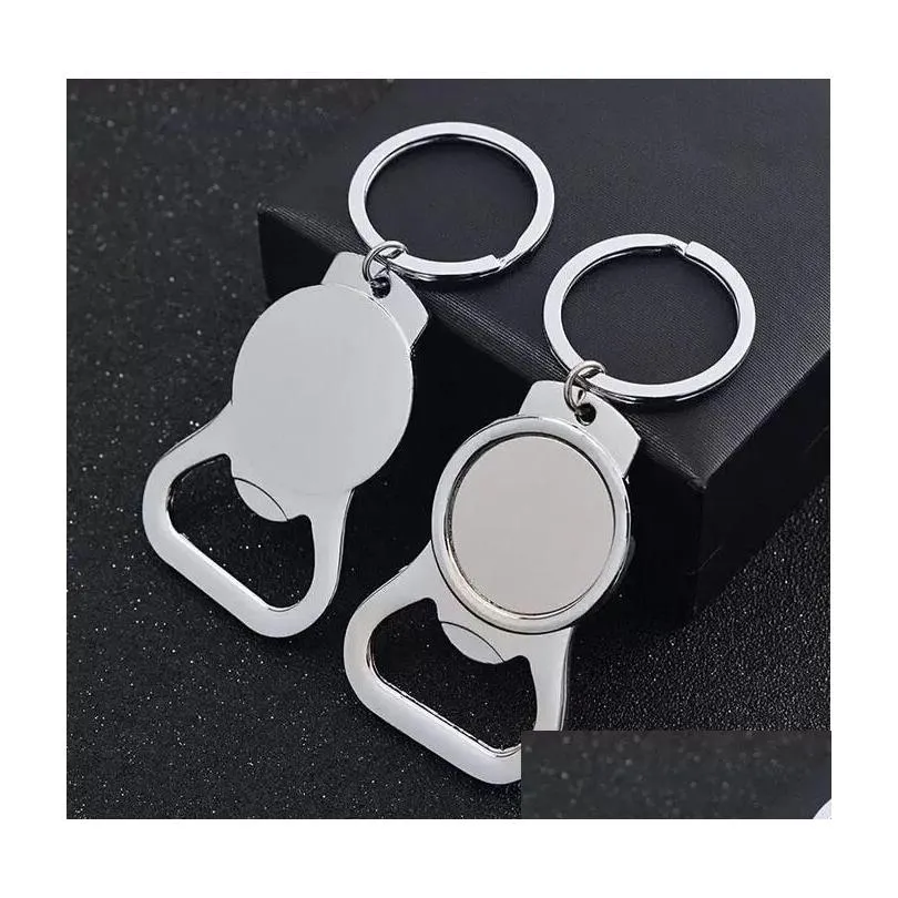 Keychains & Lanyards Sublimation Blank Metal Key Ring With Bottle Opener Transfer Printing Diy Consumables Drop Delivery Fashion Acce Dhpkg