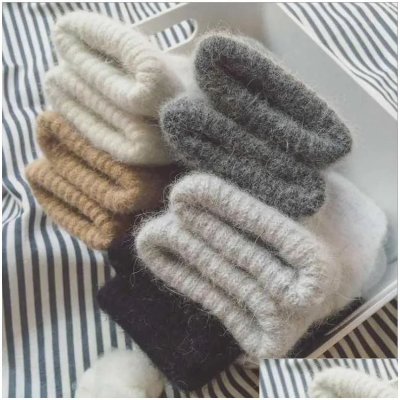 Hats Scarves Sets Five Fingers Gloves Women Winter Keep Warm Plus Cashmere Solid Elasticity Soft Fl Mittens Imitation Fur Knitted Dro Dhqf4