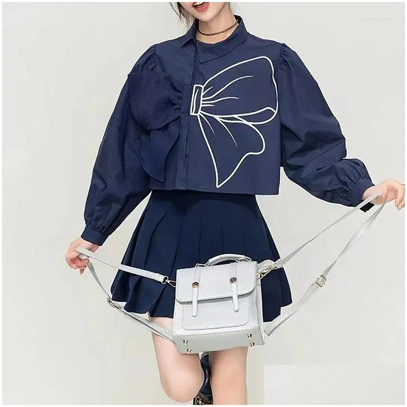 Women`s Blouses Fashion Sweet Bow Blouse Women Spring Summer Turn-down Collar Long Sleeve Tops Shirts Blusas Mujer