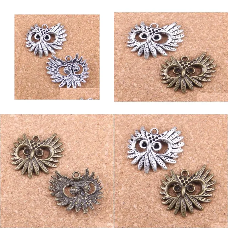 44pcs Antique Silver Plated Bronze Plated big eye owl head Charms Pendant DIY Necklace Bracelet Bangle Findings 3026mm7852469