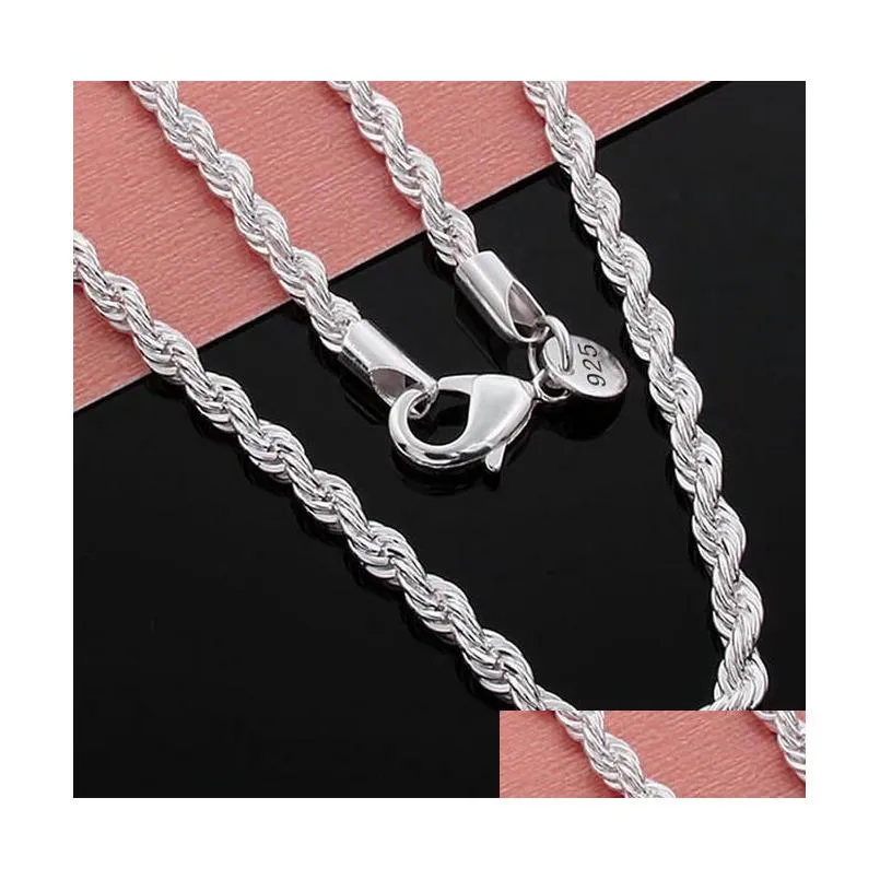 Chains 925 Sterling Sier Necklace M 16-30 Inch Pretty Cute Fashion Charm Rope Chain Necklaces Jewelry Diy Accessories Drop Delivery Pe Dhwgn