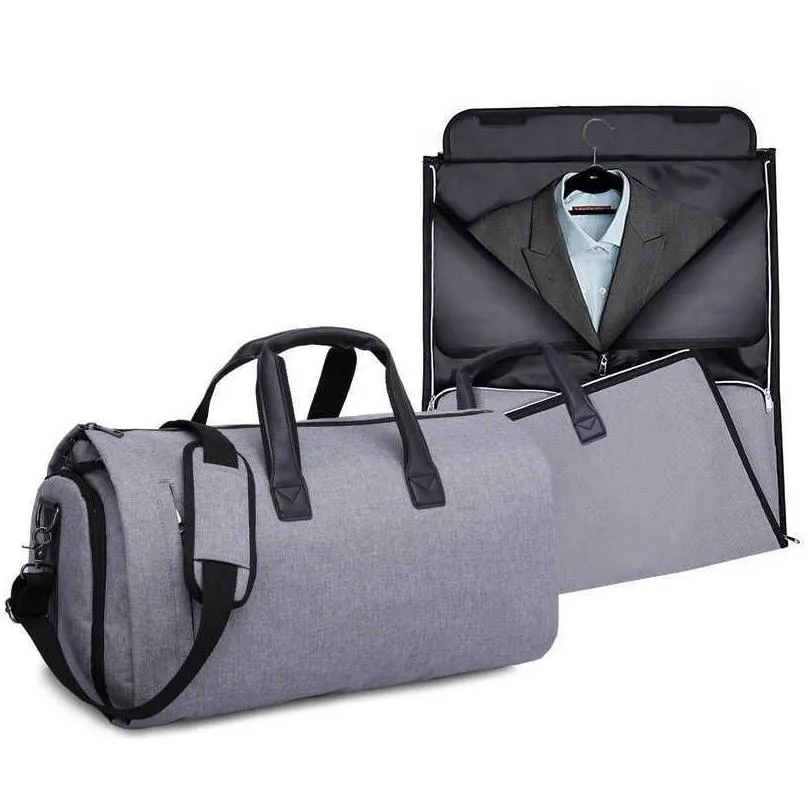 2 in 1 Convertible Garment Bag Carry on Travel Suit Bag Sport Duffel Bag with Shoulder Strap Independent Shoe Department MS456G Q0705