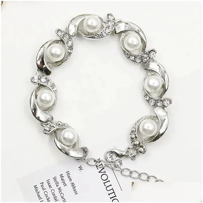 Brand New Pearl Bracelet Women Fashion Trendy 14k Gold Color Chain Crystal Bracelet Adjustable 2024