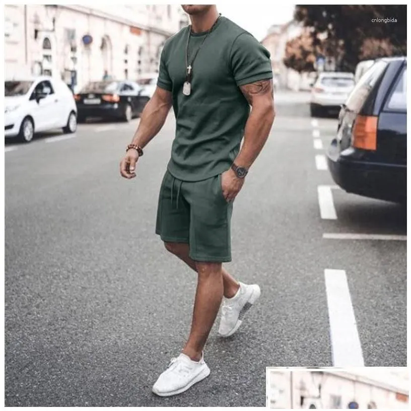 Mens Tracksuits Basic T Shirt Shorts Sets Casual Plain Sports Suits Chic Kpop Gym Stretch 5Xl Tracksuit Luxury Clothes For Men Young L