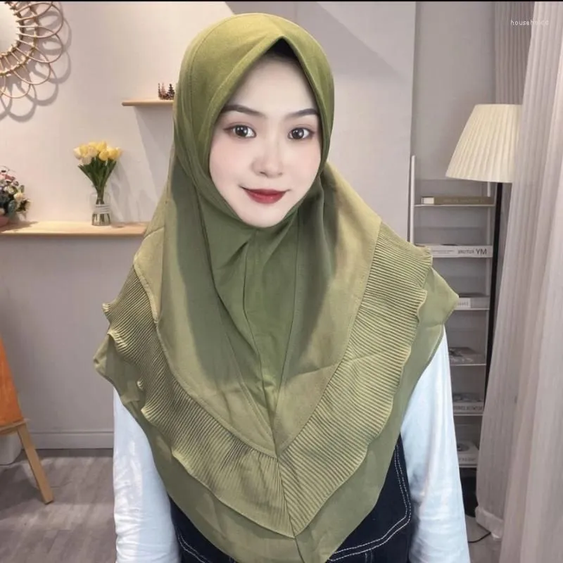Ethnic Clothing H312 High Quality Chiffon Medium Size Crinkled Muslim Amira Hijab Pull On Islamic Scarf Head Wrap Pray Scarves Women`s
