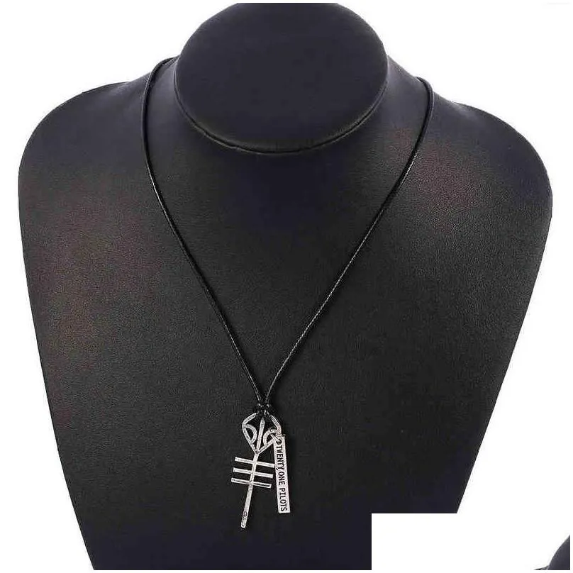 Pendant Necklaces Punk 21 Twenty One Pilots Rock Band Skeleton Cord Bff Best Friend Necklace For Men Women Music Hip Hop Jewelry Drop Dhavr