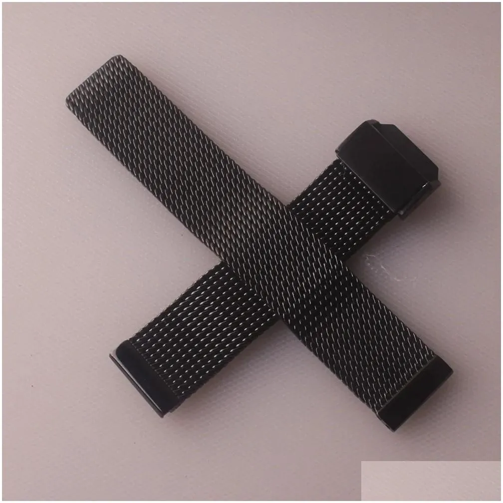 Watch Bands Stainless Steel Mesh Watchband 18Mm 19Mm 20Mm 21Mm 22Mm 24Mm Sier Strap Bracelet Special Fold Clasp Deployment Quick Pin Dhkw5