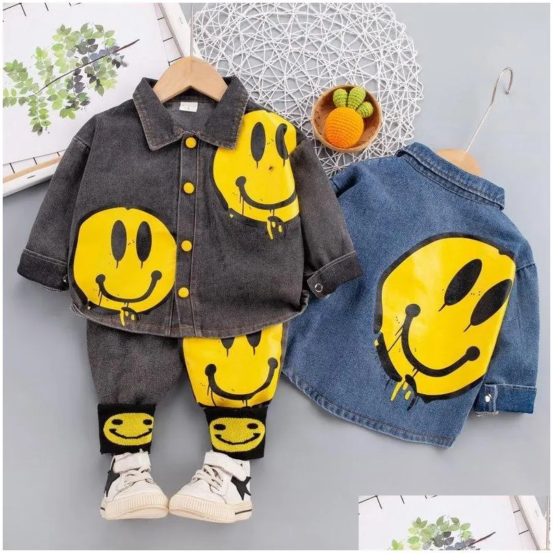 Clothing Sets Spring Autumn Casual Boy Set 2022 Fashion Active Denim Jacket Jeans Pant Kid Children Baby Toddler Clothingclothing Dro Dhwzy