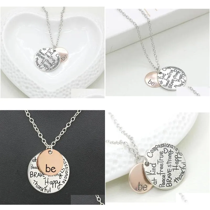 Pendant Necklaces Be Iti Friend Brave Happy Strong Thankfl Charm 24 Womens Two-Tone Necklace Sister Friendship Drop Delivery Jewelry P Dhayc