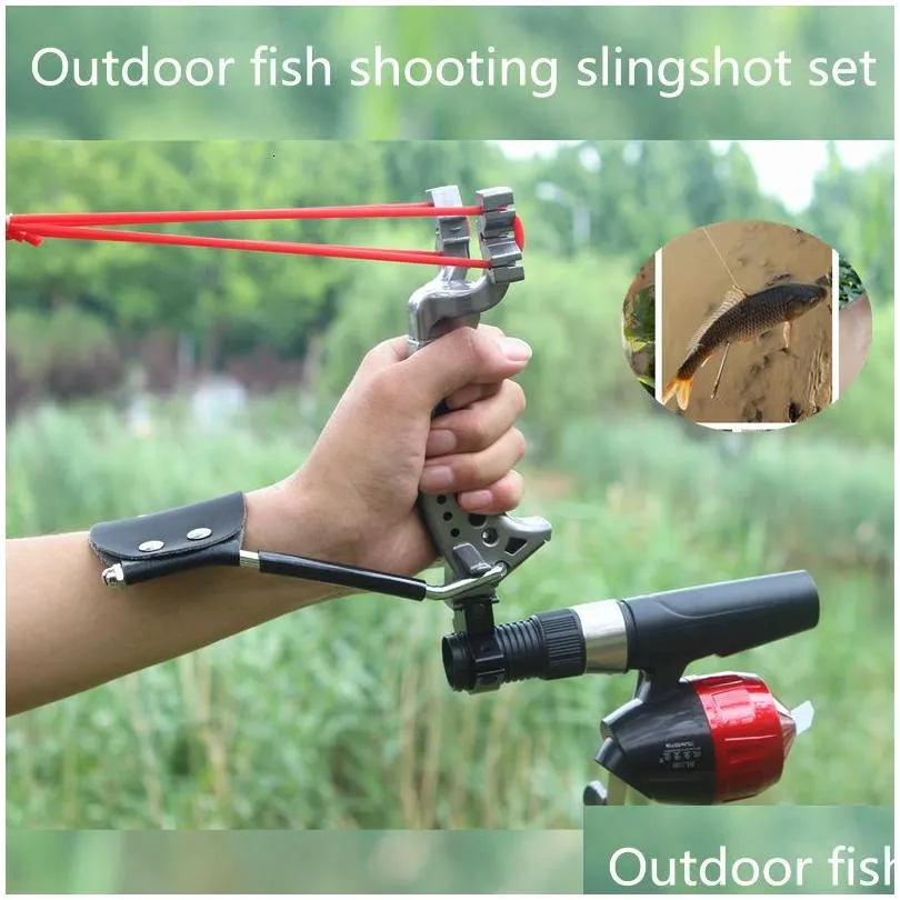 Ropes Climbing Ropes Outdoor Fish Shooting and Fishing Slings Foldable Bowl Support Reel Dart Guard Leather Band Set Meal 230701
