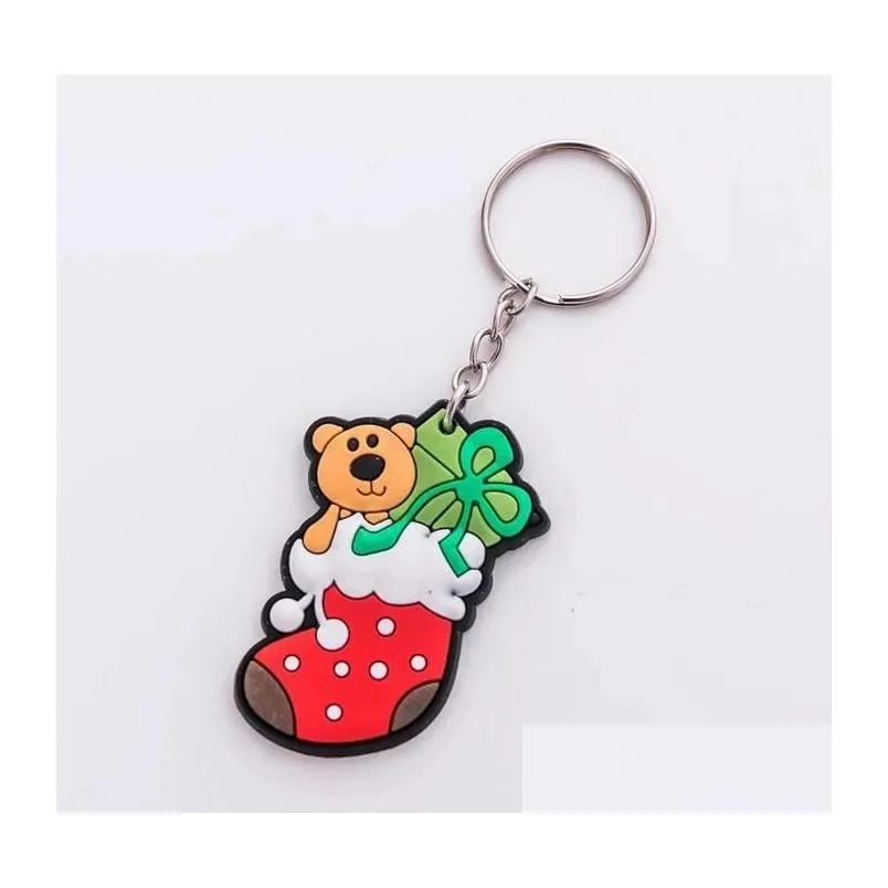 Key Rings Cartoon Cute Santa Claus Keychain Men And Women Christmas Gift Pendant Couple Ring Ornaments Epacket Drop Delivery Jewelry Dhayg