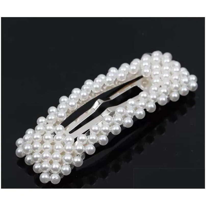 Ins Fashion Women Pearl Hair Clip Elegant Korean Beaded Metal Hair Clips Cute Lady Party Hairpins Hair Accessories headwear Gifts