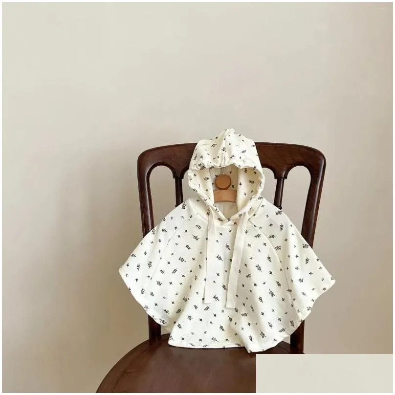 Jackets Summer Children Clothing 2024 Girls Coats Kids Toddler Cover Up Hooded Cape Floral Baby Girl Long Sleeve Jacket