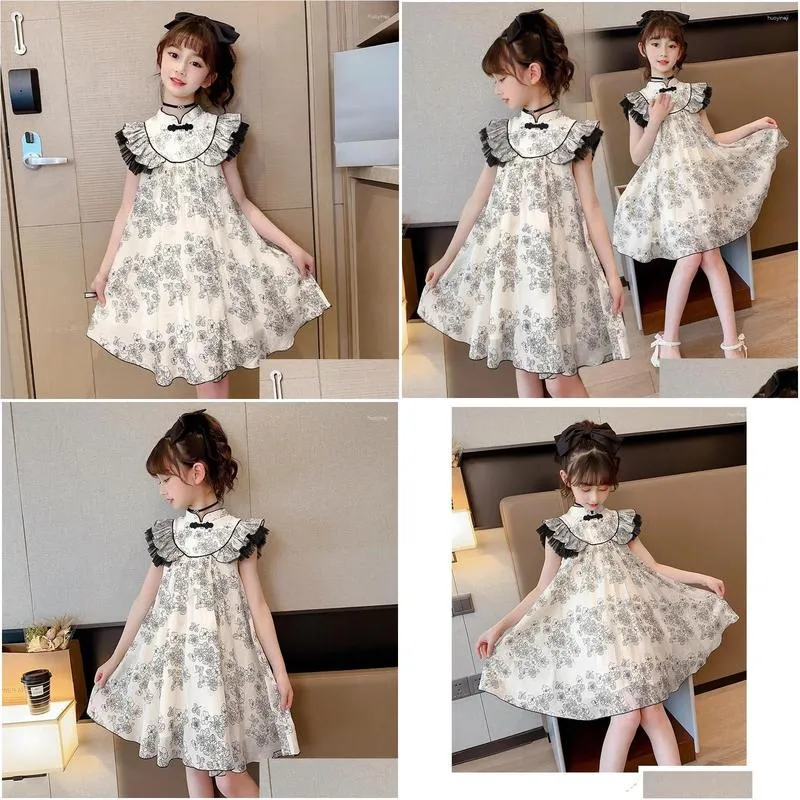 Girl Dresses 2024 Eid Al Fitr Girls` Dress Printed Sweet Children`s Summer Clothes Kids For Girls