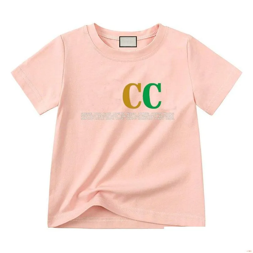 T-Shirts In Stock Child Tshirt White Short Sleeve Toddler Tee Kid Designer T Shirt Boys Girls Round Neck Pure Cotton Classic Printing Dhi62