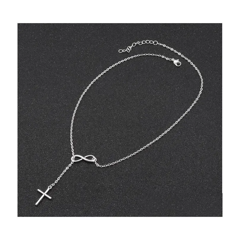 Pendant Necklaces Infinity Cross Wedding Party Event 925 Sier Plated Chain Elegant Jewelry For Women Ladies In Bk Drop Delivery Pendan Dhq7Z