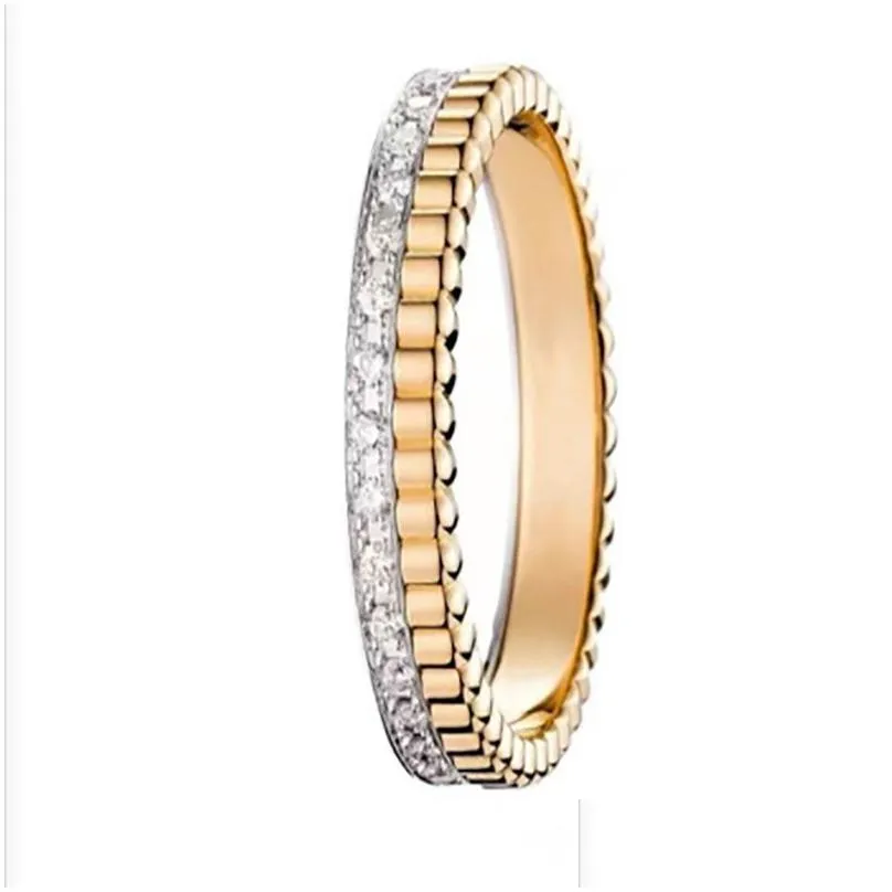 Band Rings Fashion Brand Luxury Ring Wedding Engagement For Women Black White Diamond Men Love Sier Valentines Day Drop Delivery Jewe Dhxtx