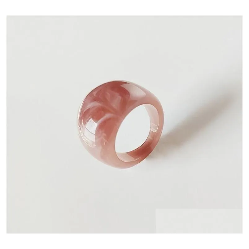 Band Rings Geometry Irregar Round Acrylic Colorf Resin Transparent Women Men Party Daily Jewelry 9 Colors Drop Delivery Ring Dhbks