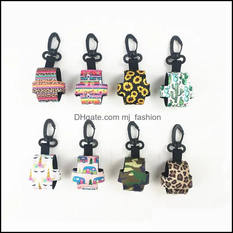 Keychains Portable Neoprene Sleeve For 30Ml Hand Sanitizer Mini Bottle Er Holder Stripe Cactus Printed Key Chains Drop Delivery Fashi Dhi8D