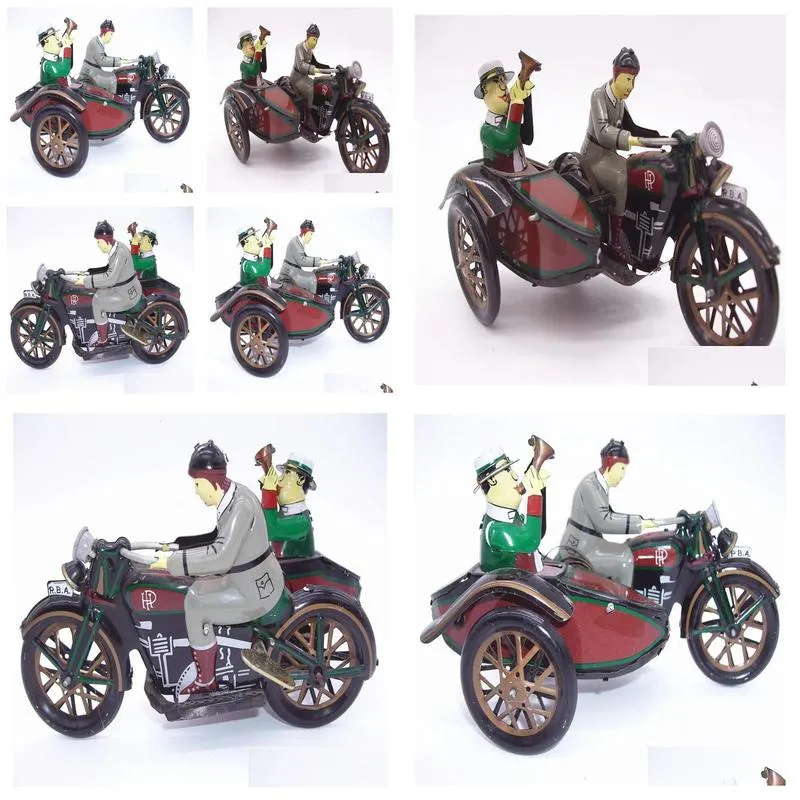 Funny Adult Collection Retro Wind up toy Metal Tin man Ride a tricycle Mechanical toy Clockwork toy figures model kids gift 240103