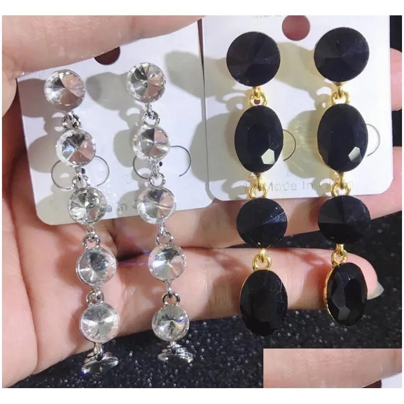 Dangle & Chandelier Colorf Rhinestone Drop Earrings Long Bohemian Retro Glass Drill Temperament Wedding Jewelry For Women Gift Delive Dhiwk